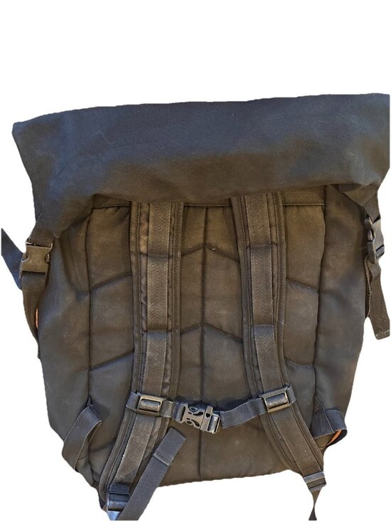 Vintage Poler Outdoor Stuff Backpack Roll Top Backpack Black & Orange - Picture 9 of 9